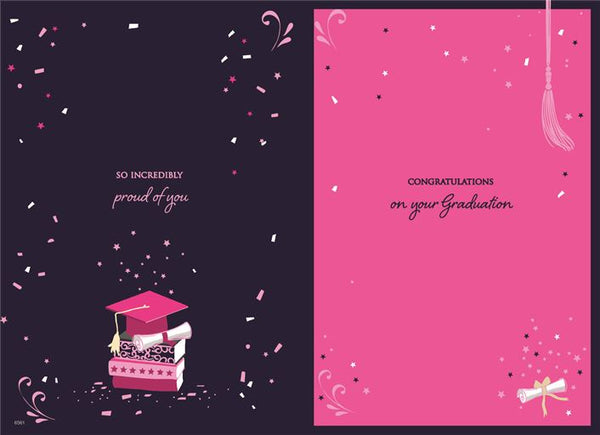 Daughter Graduation Card | Gold & Pink Foil Cap Design | UK Printed