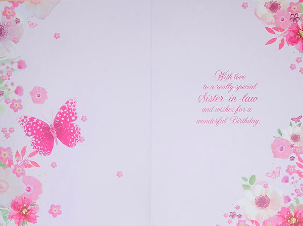 Sister in law birthday card- flowers and butterflies