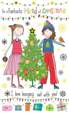 Fantastic friend Christmas card - fun and bright