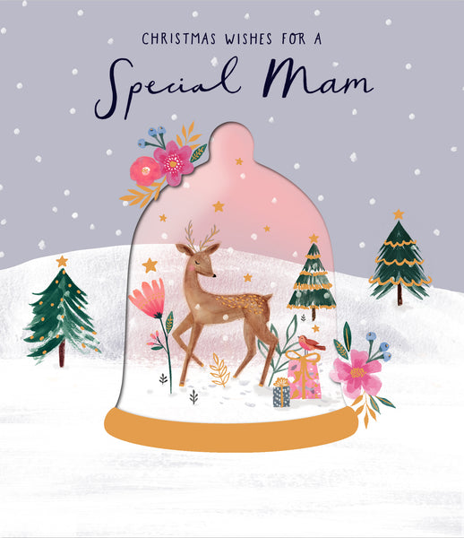 Mam Christmas card- festive snow globe