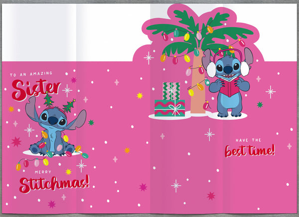 Sister Christmas card - Disney Stitch pop up