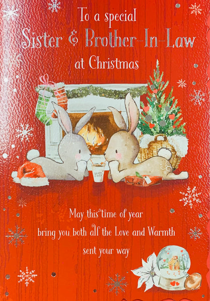 Sister and Brother-in-law Christmas card - cute rabbits