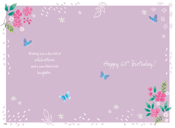 60th birthday card- flowers