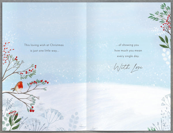 Mum Christmas card - traditional Robin