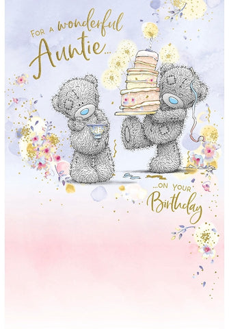 Me to you Auntie birthday card - tatty teddy with birthday cake