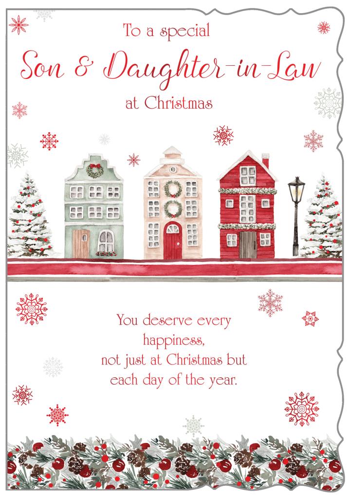 Son and Daughter-in-law Christmas card- winter village