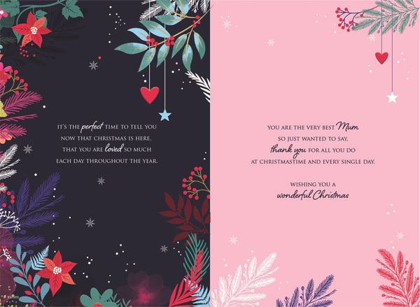 Mum Christmas card- festive flowers