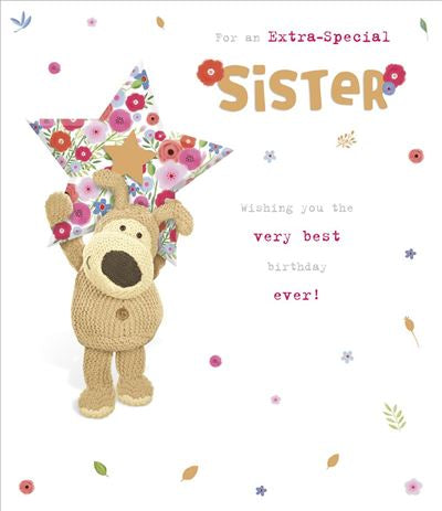 Sister birthday card - cute Boofle