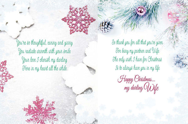 Wife Christmas card- sentimental verse
