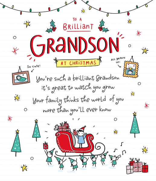 Grandson Christmas card - brilliant grandson
