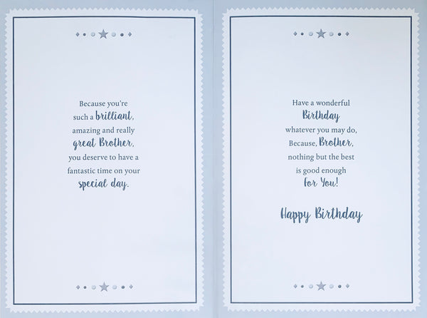 Brother birthday card- modern text and stars