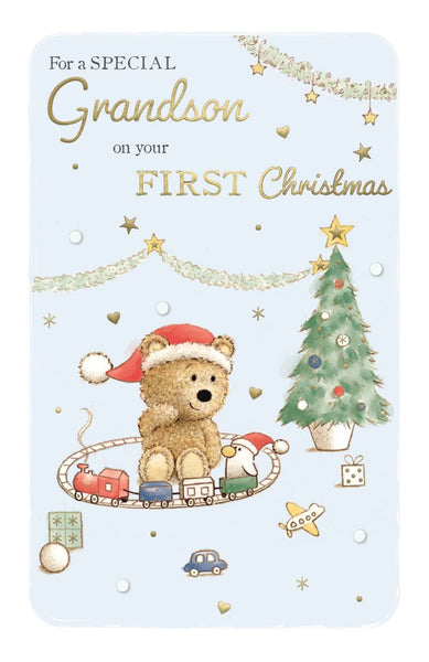 Grandson 1st Christmas card - cute bear