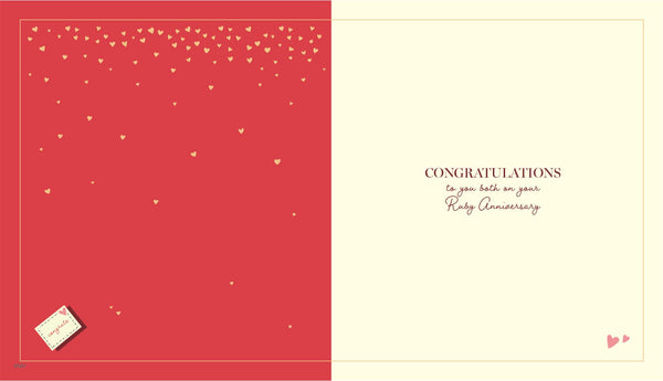 Ruby anniversary card - hearts and cards
