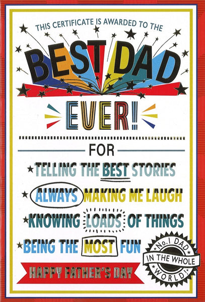 Dad Father’s Day card- best Dad ever