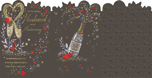 Husband anniversary card - anniversary toast- large card