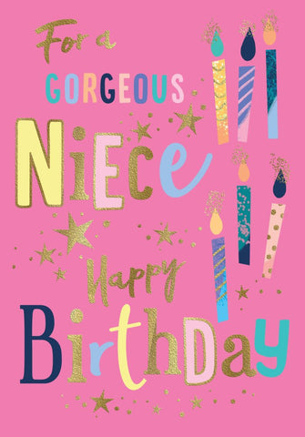 Niece birthday card - candles and stars