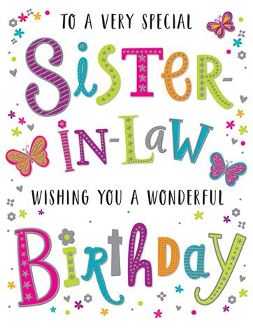 Sister in law birthday card - Dazzles
