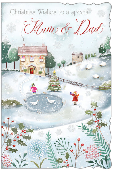 Mum and Dad Christmas card - snow scene
