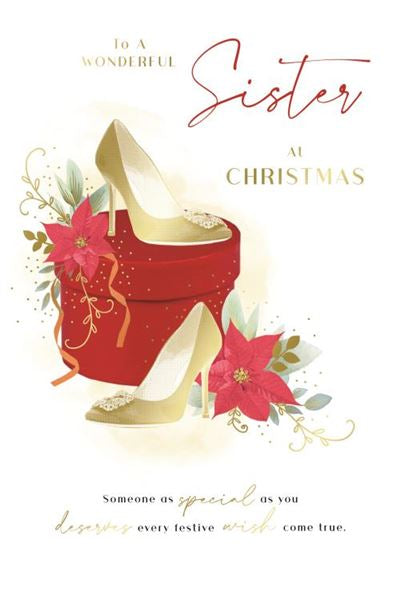 Sister Christmas card - Xmas shoes