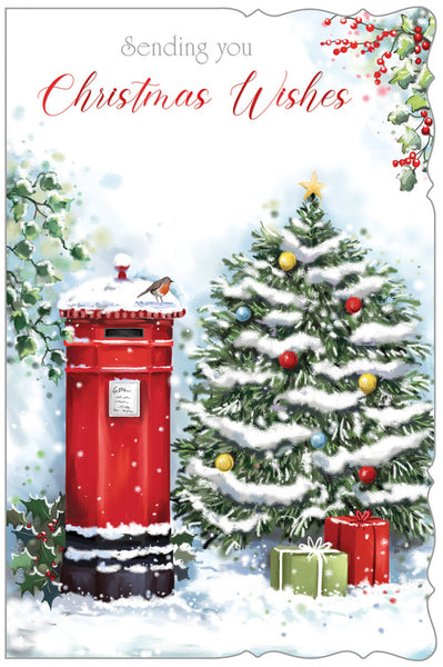 General Christmas card- festive post box