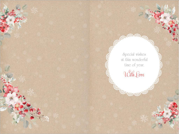 Granddaughter Christmas card - Xmas flowers