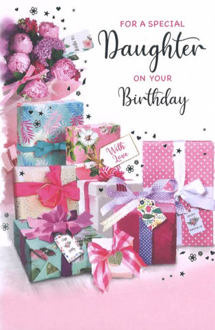 Daughter birthday card - gifts and flowers