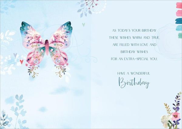 Granddaughter birthday card- flowers and butterfly