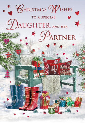 Daughter and Partner Christmas card - winter garden