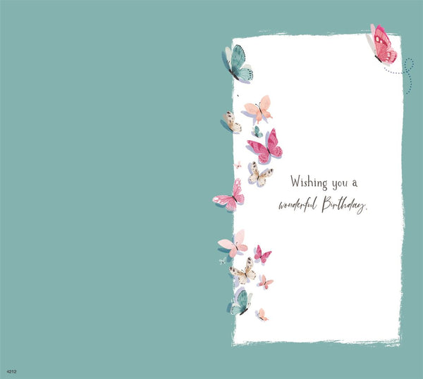 Auntie birthday card - flowers and butterflies