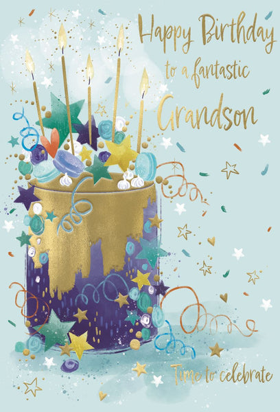 Grandson birthday card - birthday cake
