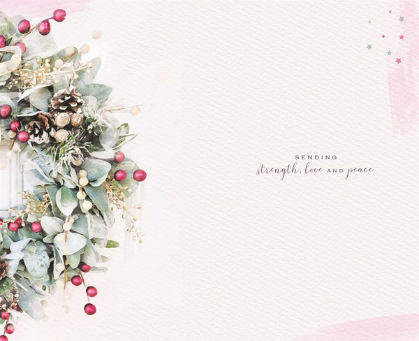 Thinking of you Christmas card - wreath and candle