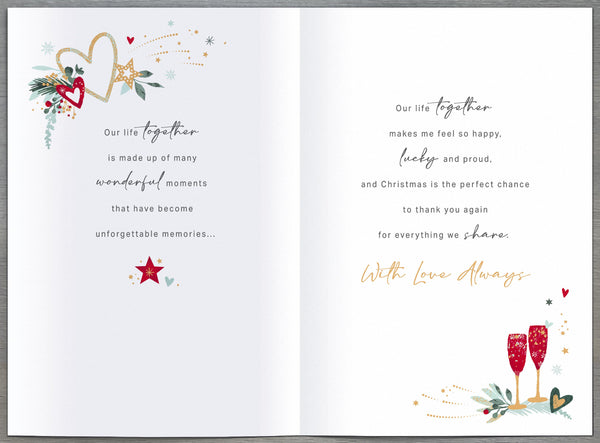One I love Christmas card - hearts and mistletoe