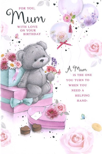 Mum birthday card - cute bear with sentimental verse