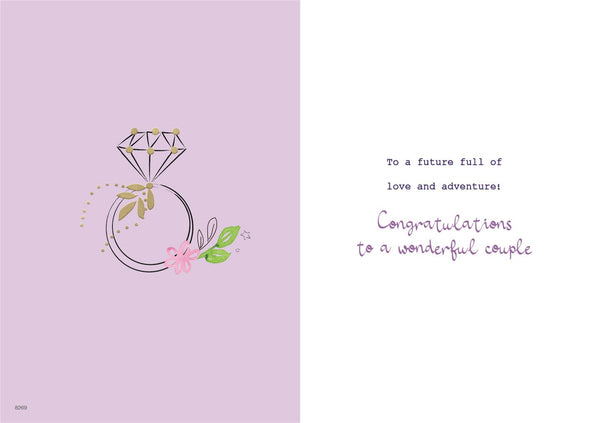 Engagement congratulations card- ring and balloons