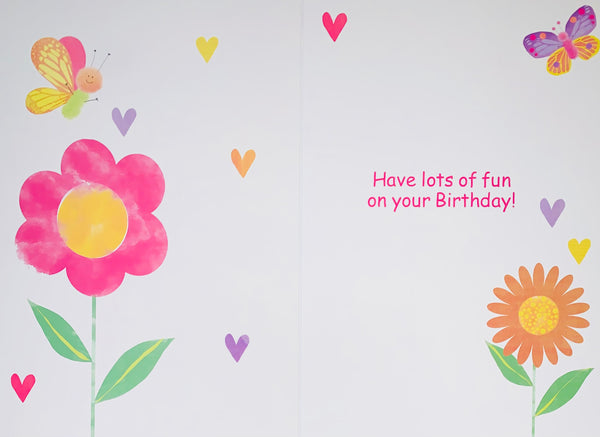 Age 3 birthday card rainbow butterflies