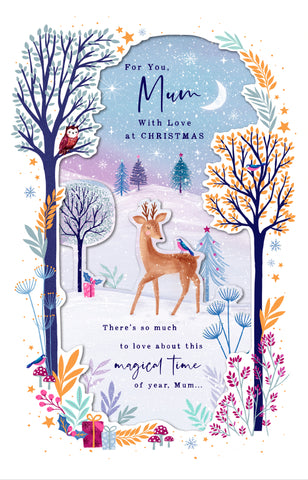 Mum Christmas card- Christmas winter woodland