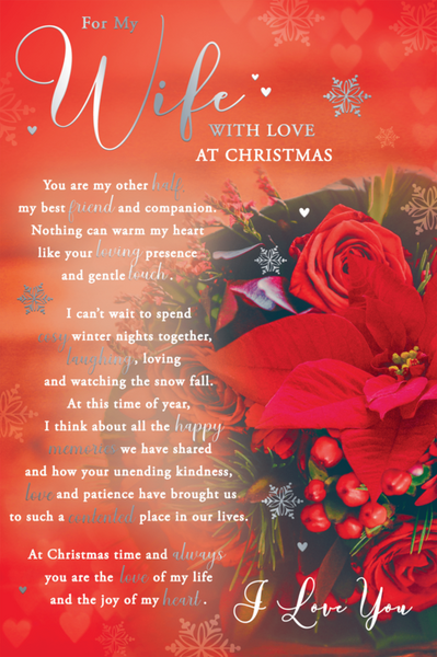 Wife Christmas card- sentimental verse