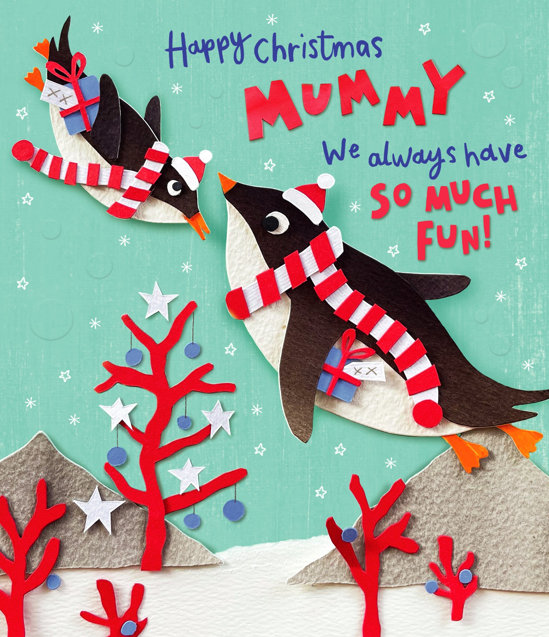 Mummy Christmas card- penguins