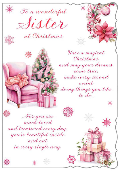 Sister Christmas card - festive home