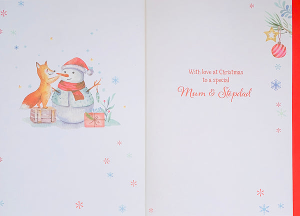 Mum and Step-Dad Christmas card - cute