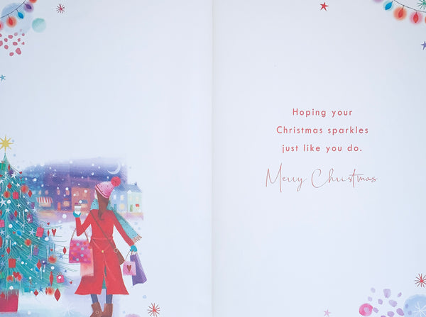 Sister Christmas card - Xmas shopping