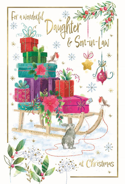 Daughter and Son-in-law cards - Xmas sleigh