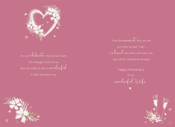 Wife anniversary card - flowers and champagne