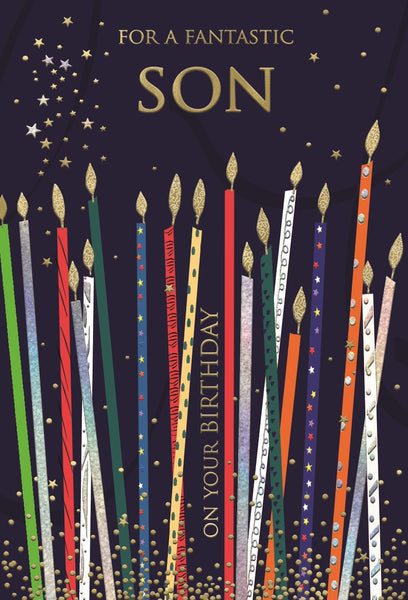 Son birthday card - sparkling candles