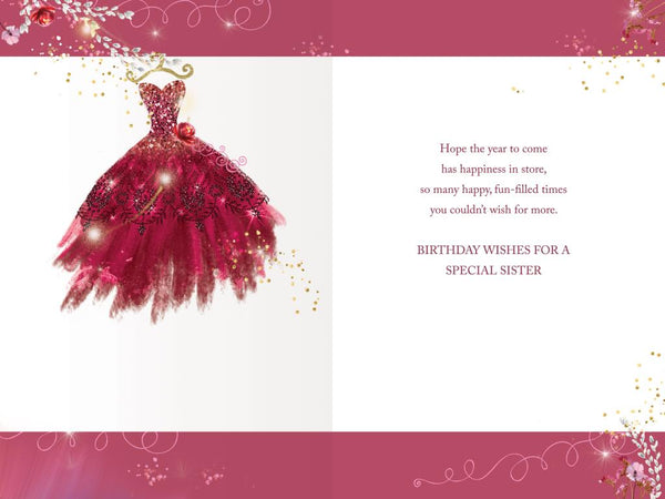 Sister birthday card- party dress