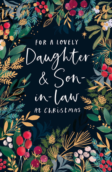 Daughter and Son in law Christmas card - Xmas wreath