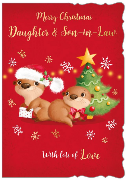 Daughter and Son-in-law Christmas card - cute otters