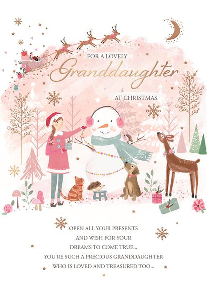 Granddaughter Christmas Card | Cute Winter Woodland  Design