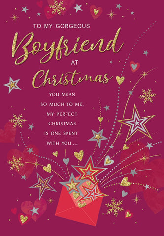 Boyfriend Christmas card -  stars and hearts