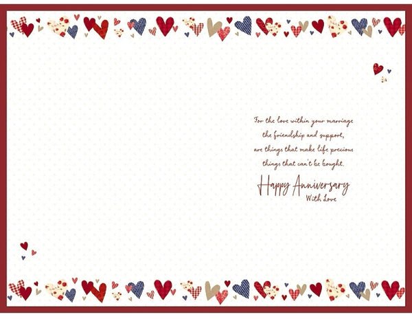 Mum and Dad wedding anniversary card- heart confetti